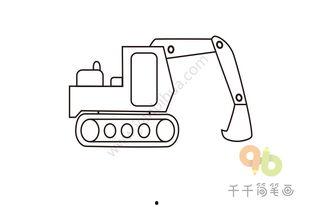 挖掘机简笔画图片大全,工业巨兽的趣味演绎